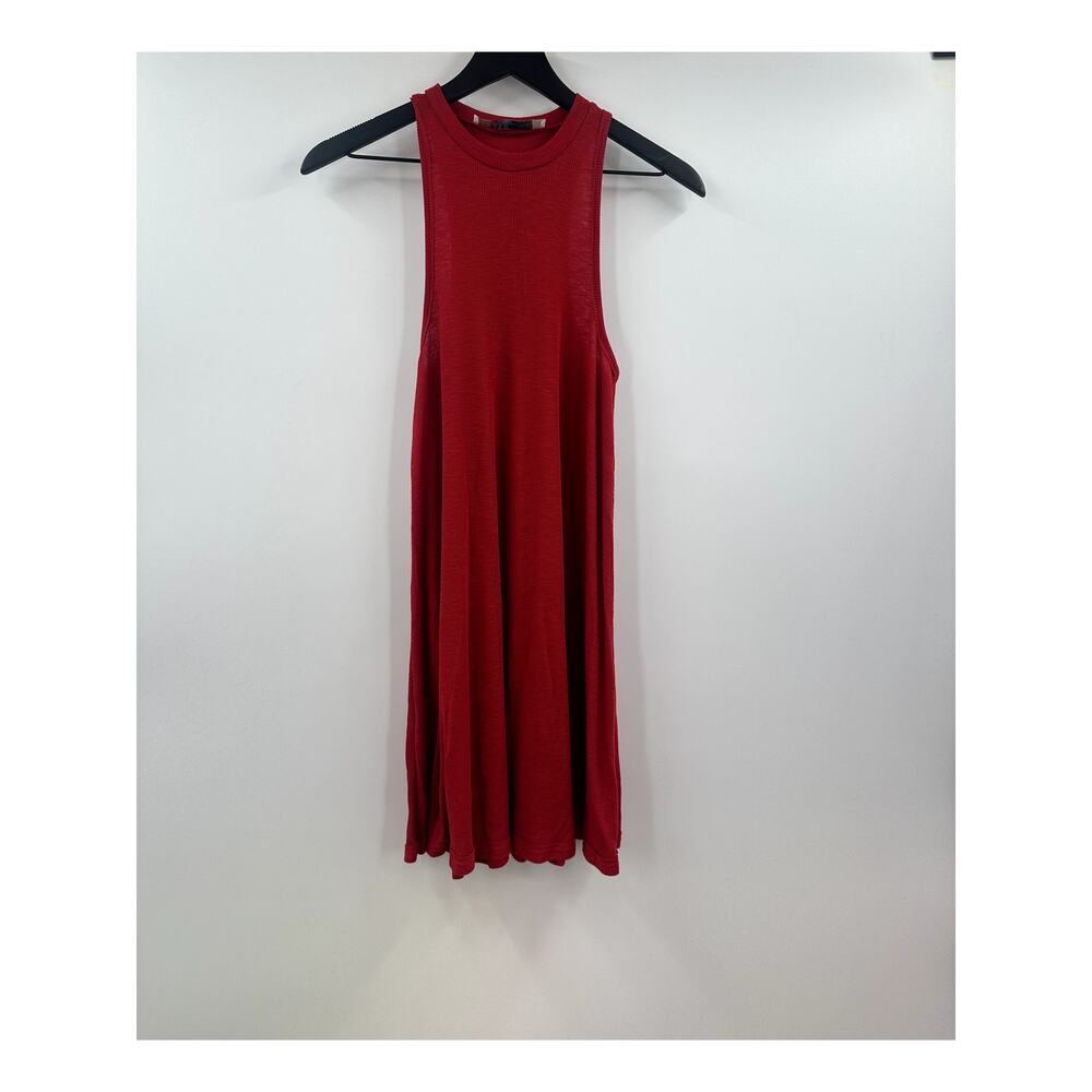 Free People Beach Red Ribbed Tank Mini Dress Size Extra Small